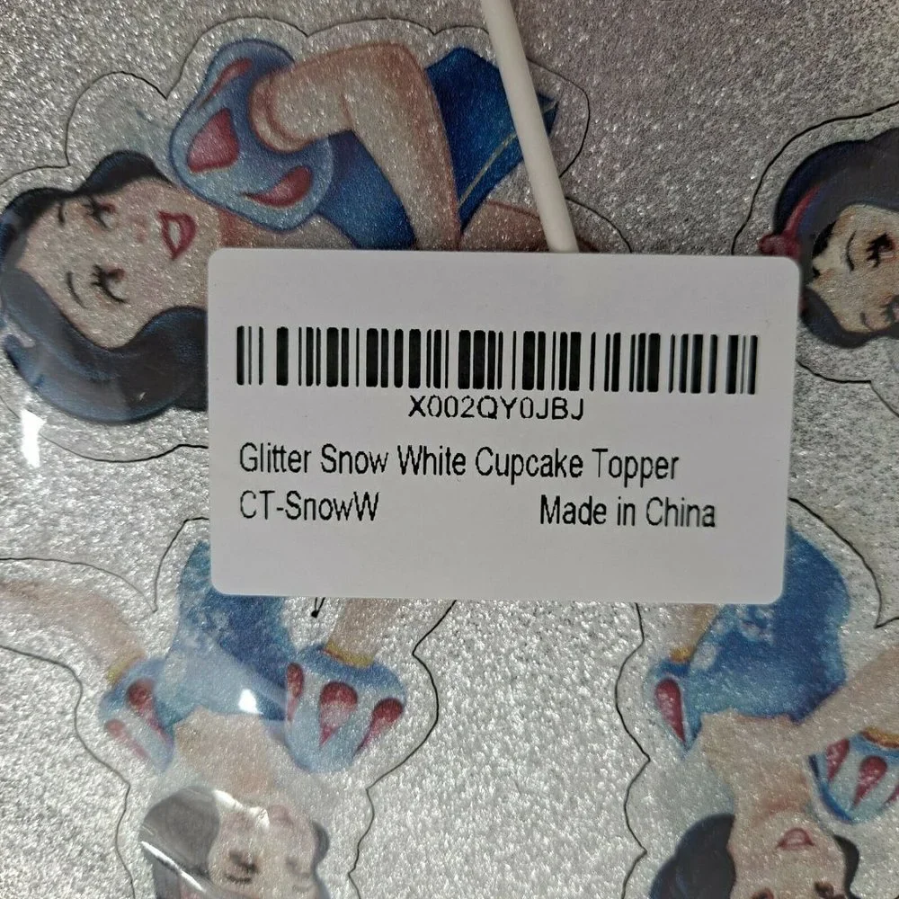 Snow White Disney Princess Cupcake Topper Silver Sparkle 18 Count